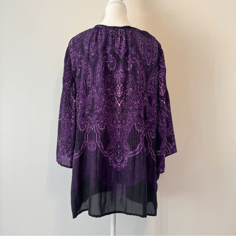 Catherines Affinity Chain Long Sleeve Blouse Top Size 1X Purple