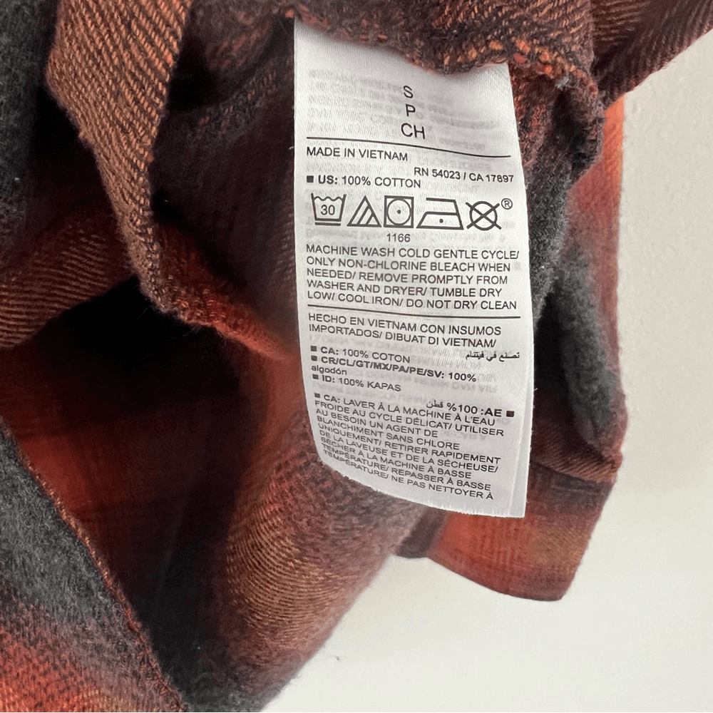 Taylor Swift Evermore Flannel Button Down Shirt Size Small Old Navy Orange Gray