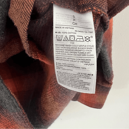 Taylor Swift Evermore Flannel Button Down Shirt Size Small Old Navy Orange Gray