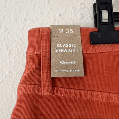 Madewell Corduroy Classic Straight Leg Jean Pants NEW Size 35