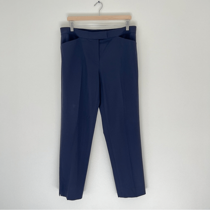 Lafayette 148 New York Irving Trousers Wool Dress Pants in Navy Blue Size 10