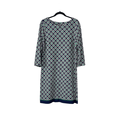 Talbots Geometric Print 3/4 Sleeves Dress Size 6