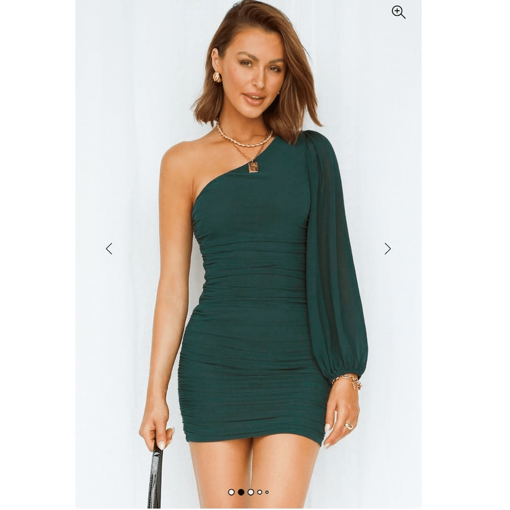 HELLO MOLLY PARTY IT UP One Shoulder Bodycon Mesh Mini DRESS in GREEN Size 6