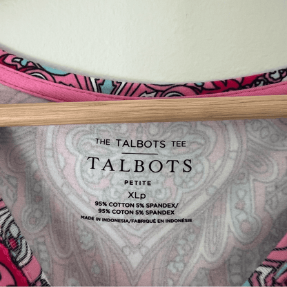 Talbots Classic Cotton Crewneck Tee in Mod Paisley Size XLP