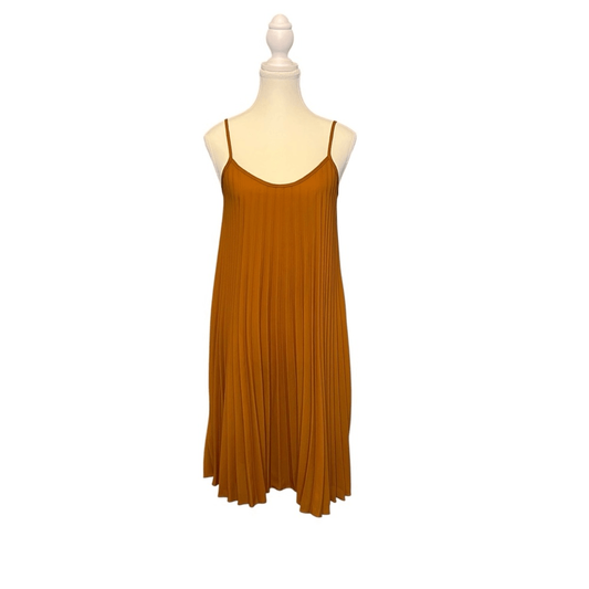 See You Monday Pleated Slip Dress Size Medium in Rust