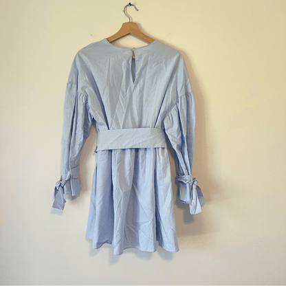 Zara Sky Blue Poplin Dress with Buckle Belt NEW Size Small Blogger Favorite