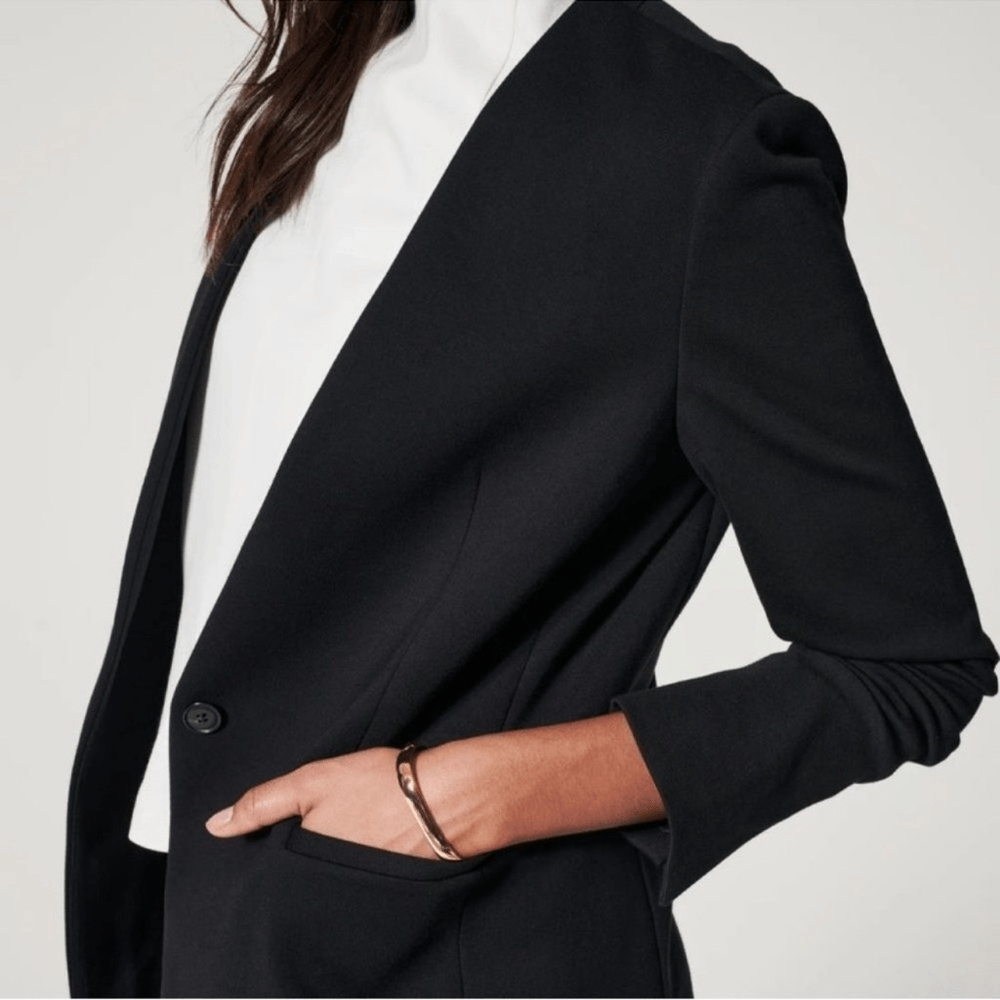 Spanx The Perfect Collarless Blazer in Black Size Large Ponte Knit Jacket