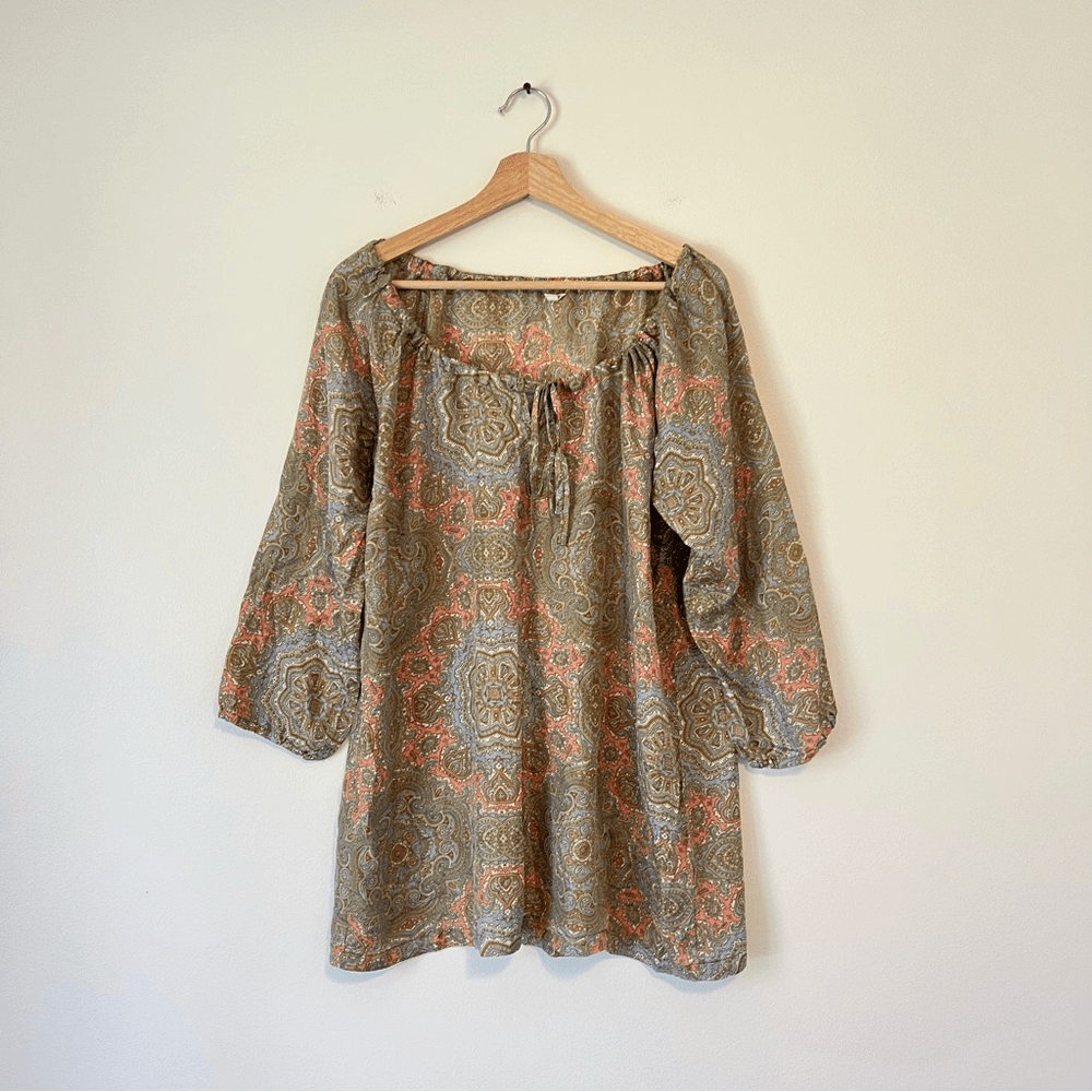 J. Crew Harbor Paisley 100% Silk Tunic Top Size Medium