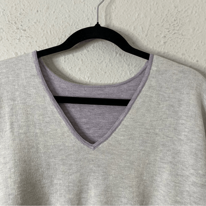 J. Jill Reversible V-Neck Colorblock Sweater Large Petite