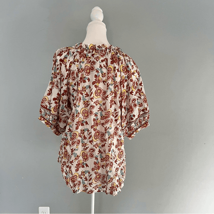 Cleobella Iris Floral Tassel Tie Blouse Enya NEW Size Large Boho