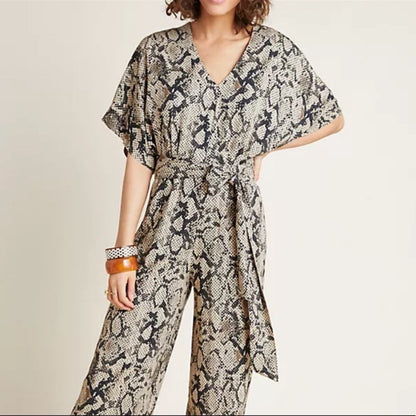 Anthropologie | Seen Worn Kept Snake-Printed Jumpsuit NEW Size 4
