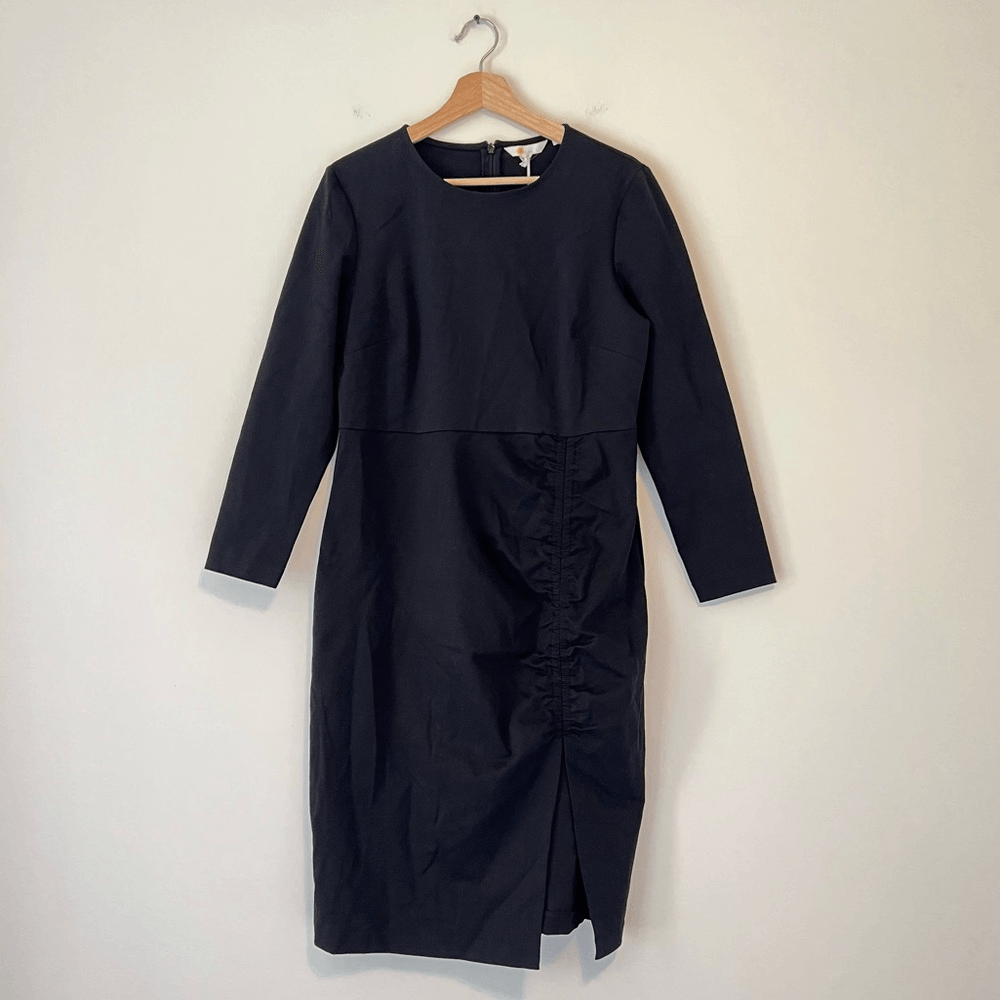 Boden Black Column Midi Dress NEW Size 12 Petite Long Sleeve