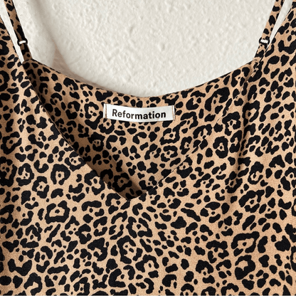 Reformation Marlow Animal Leopard Print Mini Slip Dress Size XS
