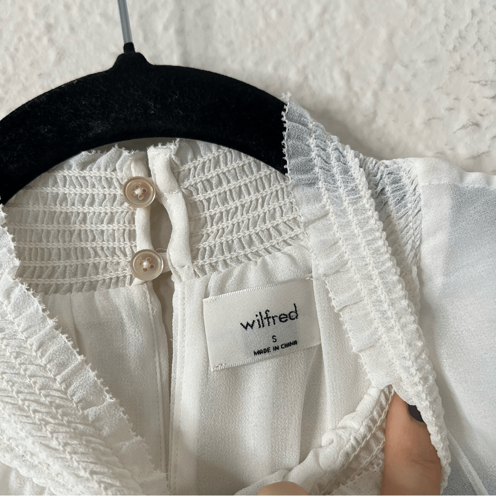 Aritzia Wilfred Valencia Blouse in White Size S Long Sleeve Chiffon