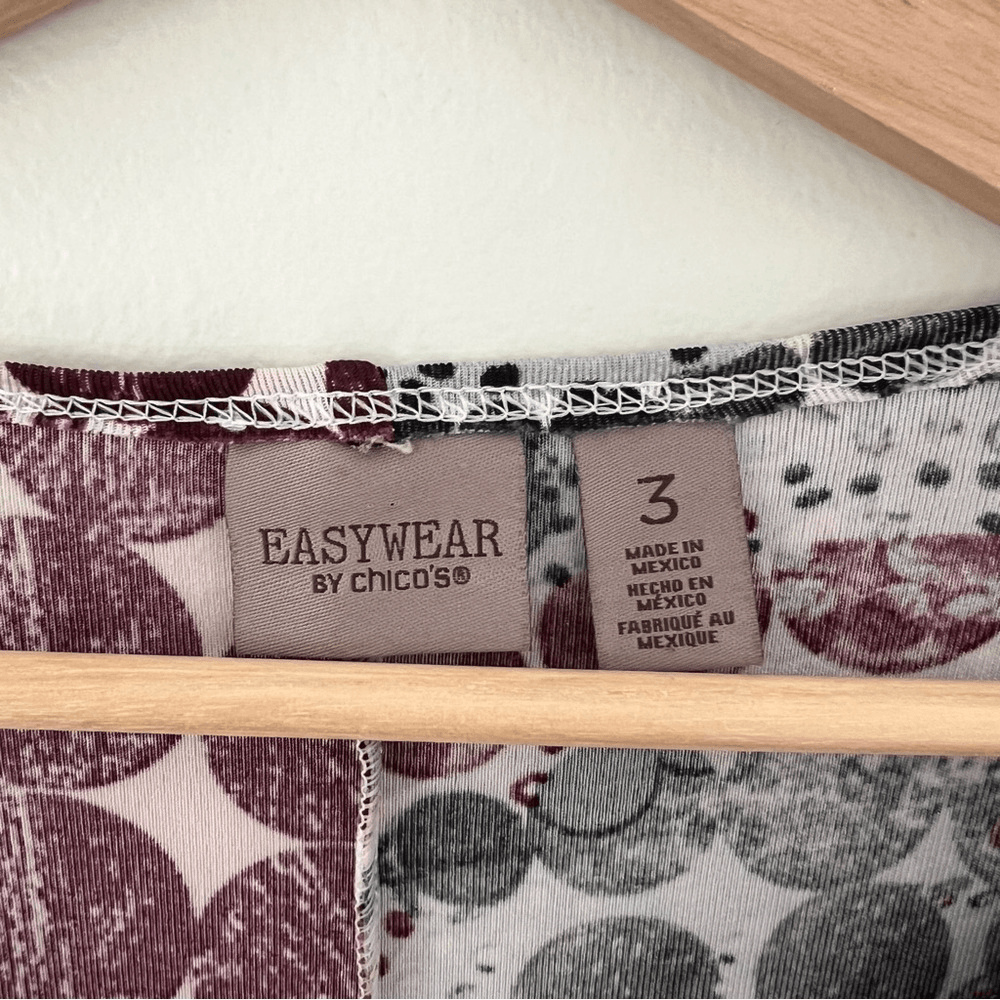 Chico's Easywear Printed V- Neck Blouse Size 3 / XL