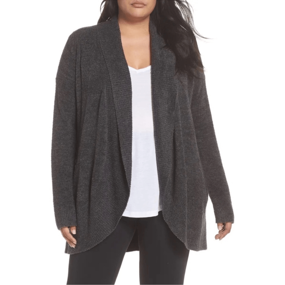 Barefoot Dreams Cozychic Lite Cardigan Pus Size 3X in Charcoal Gray STYLE 494