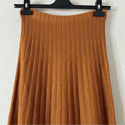 RONNY KOBO Laine Pleated Shimmer Knit Midi Maxi Skirt Size Small