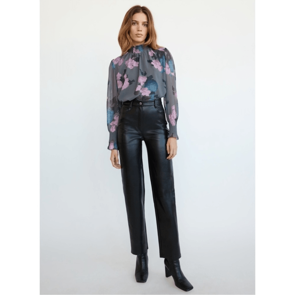 Aritzia Wilfred Valencia Long Sleeve Floral Chiffon Blouse Size Small