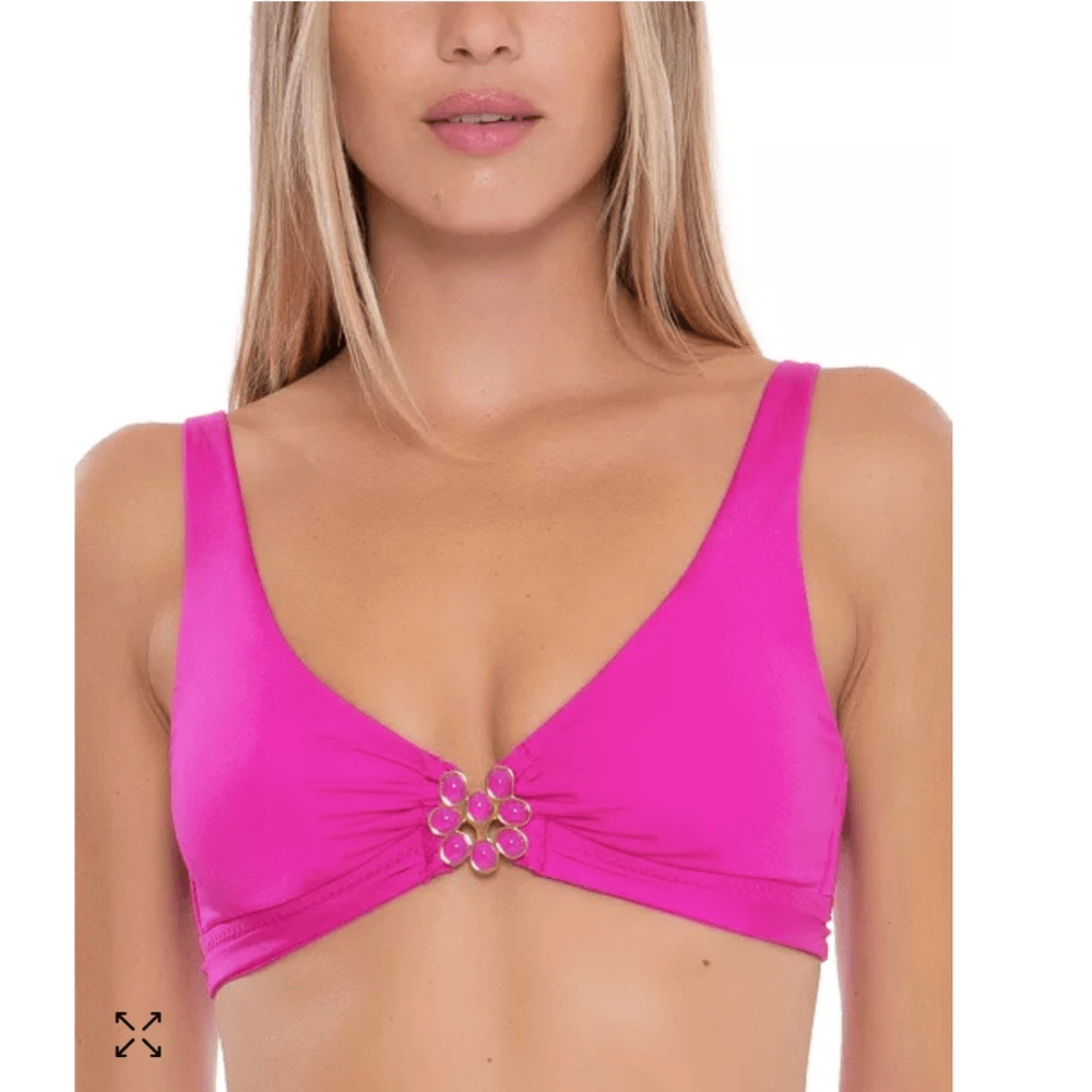 Trina Turk Atlas Buckle Bikini Top NEW in Pink Size 6