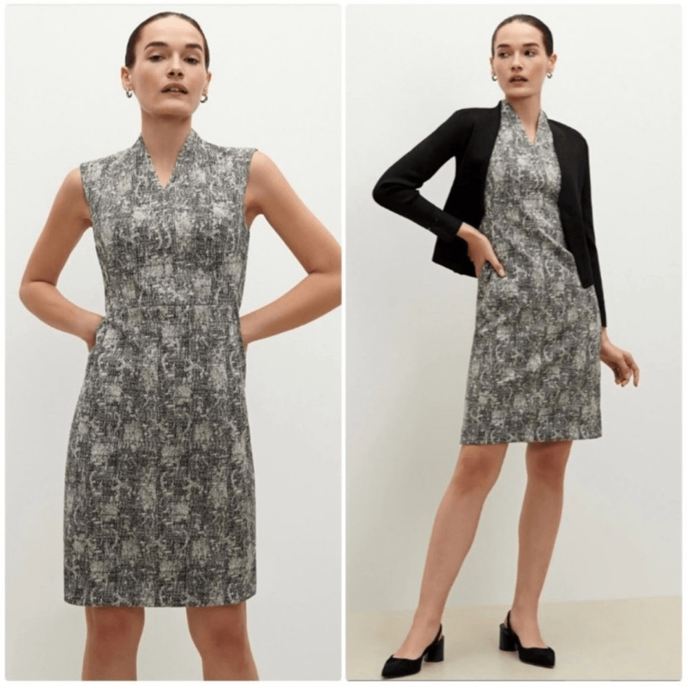 MM Lafleur Aditi Sheath Dress in Black and White Crackle Print NEW Size 2