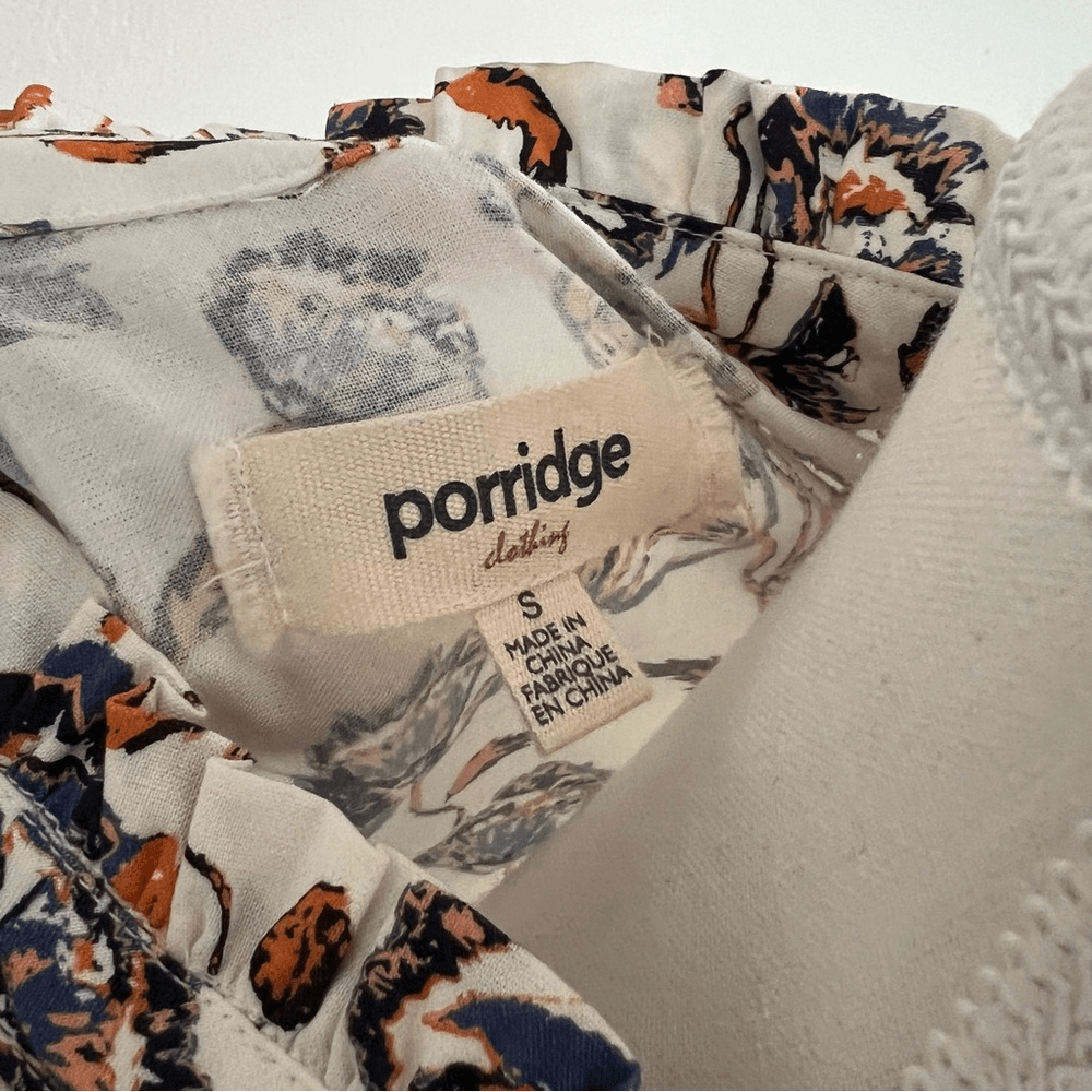 Anthropologie Porridge Keegan Ruffled Floral Babydoll Blouse Small Long Sleeve