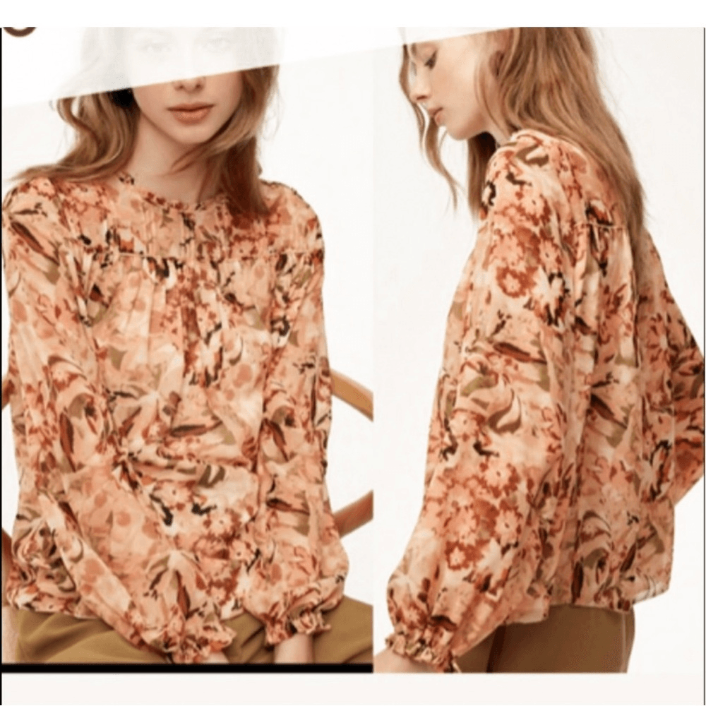 Aritzia Wilfred Lourdes Floral Long Sleeve Blouse Size XS