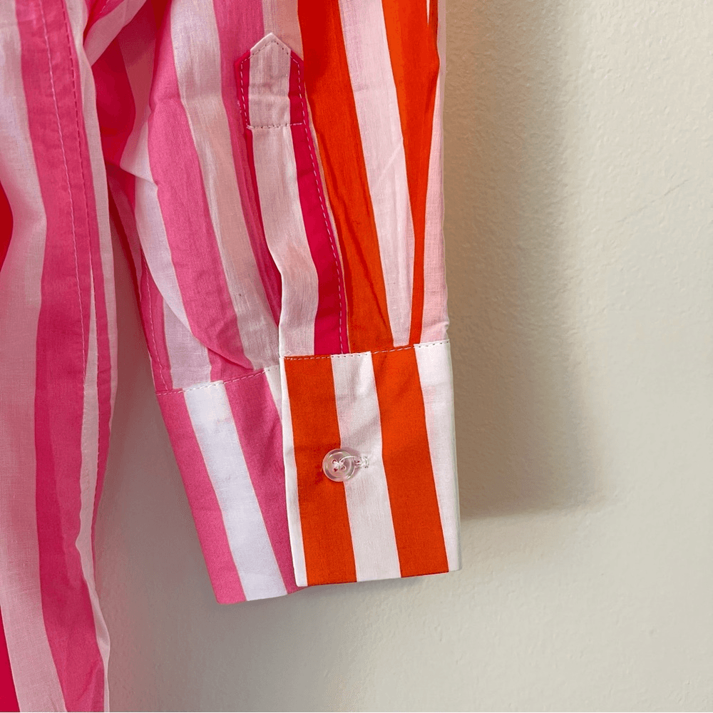 Beach Riot Alexa Striped Button Down Shirt Coverup Size S/M Pink Orange