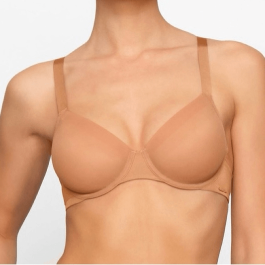 SKIMS No Show Molded Unlined Underwire Demi Bra NEW Nude OCHRE 34DD