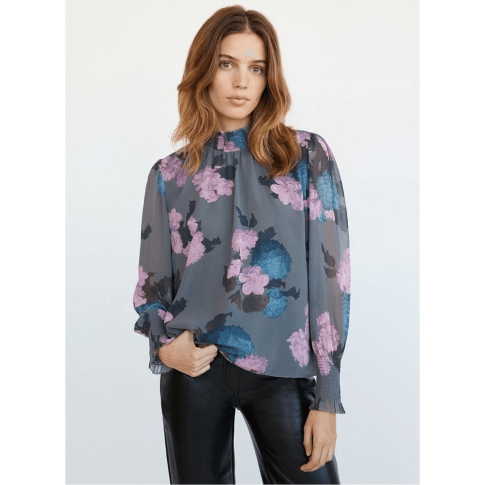 Aritzia Wilfred Valencia Long Sleeve Floral Chiffon Blouse Size Small