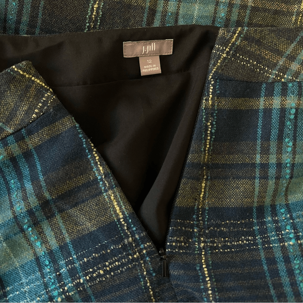 J. Jill Wool Blend Plaid Mini Skirt Size