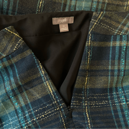 J. Jill Wool Blend Plaid Mini Skirt Size
