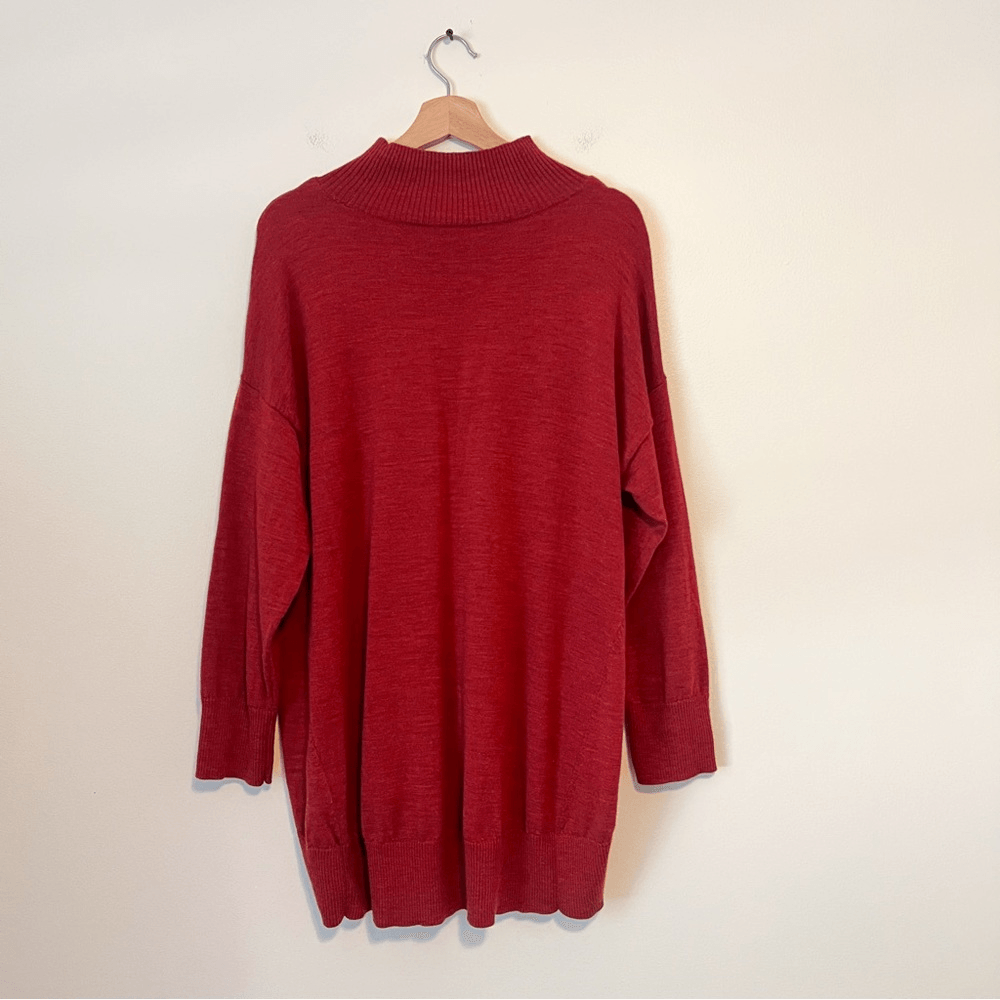 Eileen Fisher 100% Merino Wool Mock Tunic Sweater Mock Neck Size Small Oversized