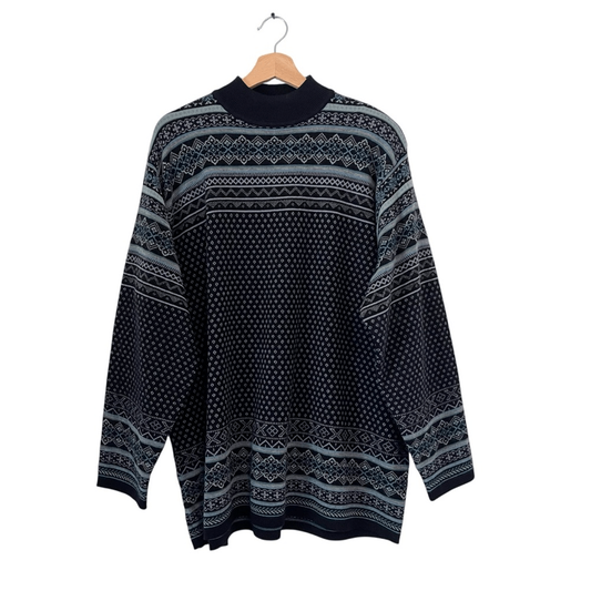 LORD & TAYLOR Nordic Fair Isle 100% Merino Wool Mock Neck Sweater Plus Size 3X