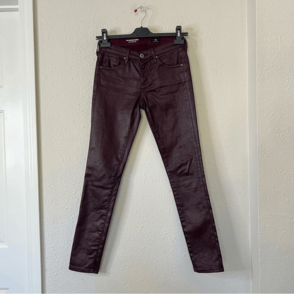 Adriano Goldschmied Burgundy Coated The Legging Ankle Skinny Pants Size 24R