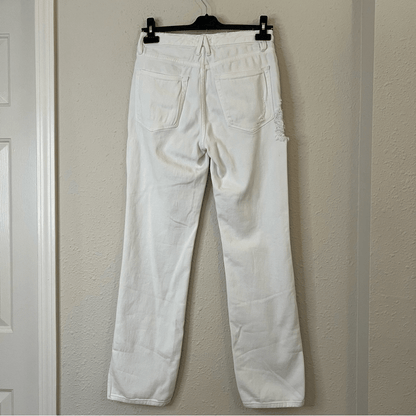 Good American Good Boy White Distressed Straight Jeans Size 2/26