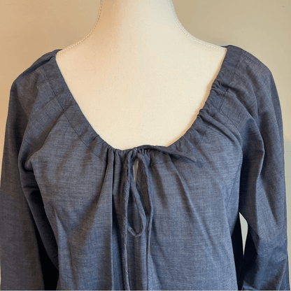 J. Crew Peasant Chambray Long Sleeves Eyelet Blouse Top Size 6 Long Sleeve