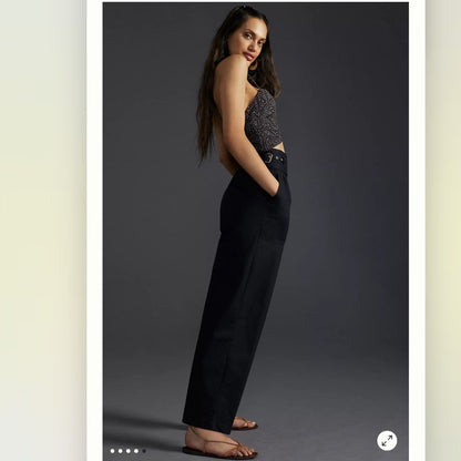 Llani x Anthropologie Belted Pants in Black NEW Size XL