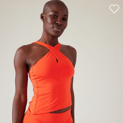 Athleta Crossed Tankini Power of She NEW Size Small in Orange