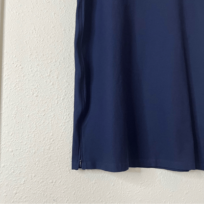 EILEEN FISHER Navy Washable Stretch Crepe Side Zip Shift Dress Medium Petite