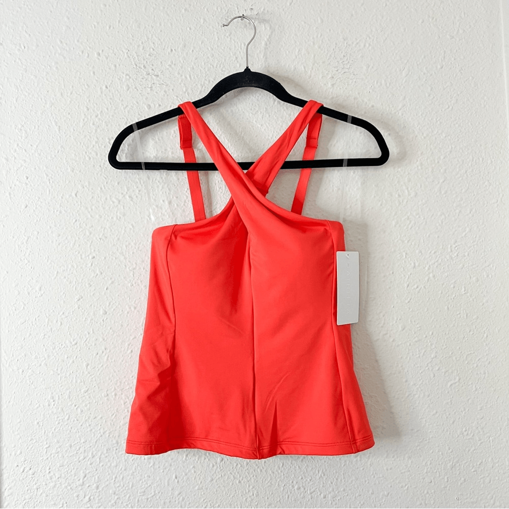 Athleta Crossed Tankini Power of She NEW Size Small in Orange