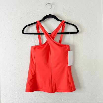 Athleta Crossed Tankini Power of She NEW Size Small in Orange