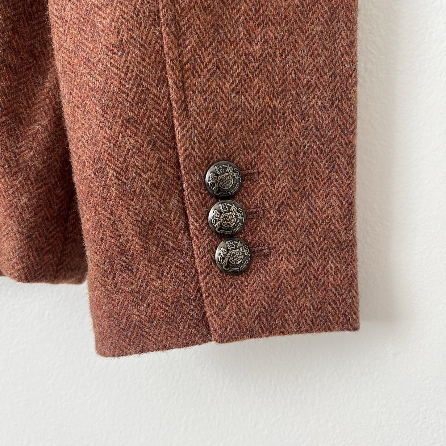 Talbots Shetland Herringbone Wool Blend Blazer Rust Brown Size 16 Classic Career