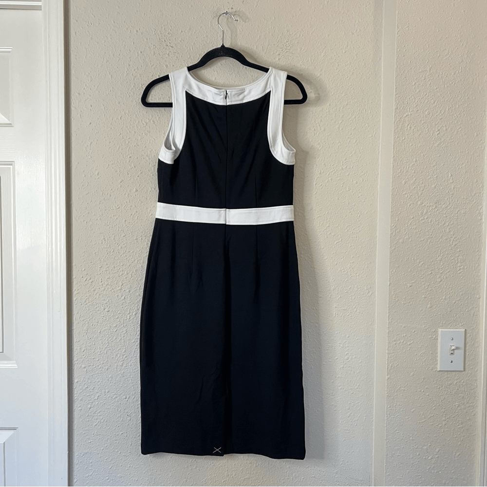 Talbots Ponte Knit Sleeveless Sheath Dress Black and White Size 6