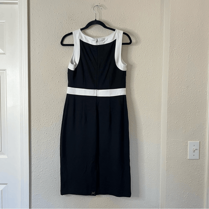 Talbots Ponte Knit Sleeveless Sheath Dress Black and White Size 6
