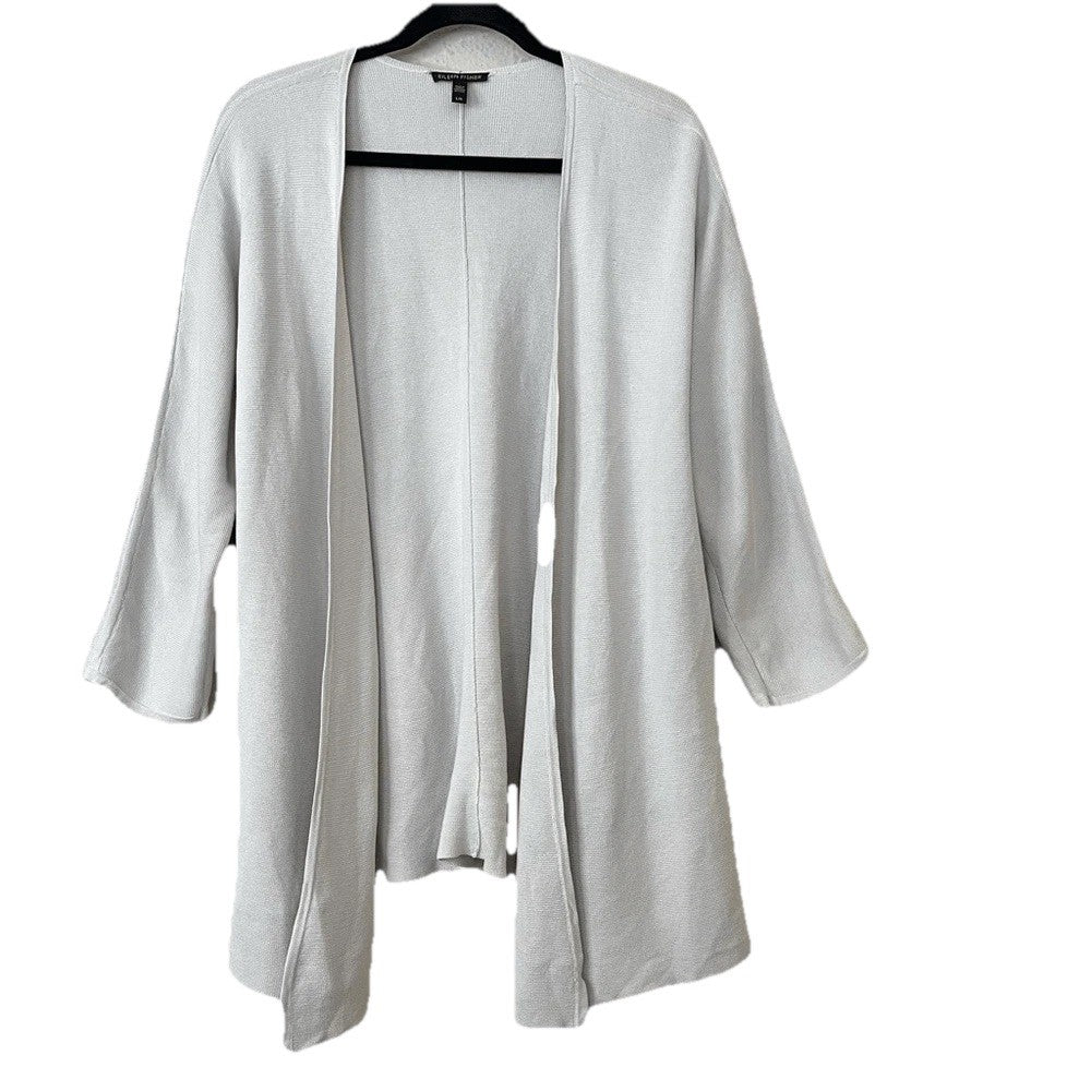 Eileen Fisher Silk Organic Cotton Cardigan Size Large Open Front