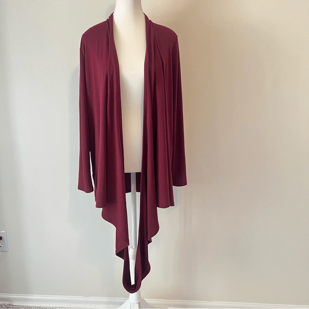 J. Jill Pure Jill Burgundy Cardigan Draped Two-Way Jacket or Wrap Long Sleeve