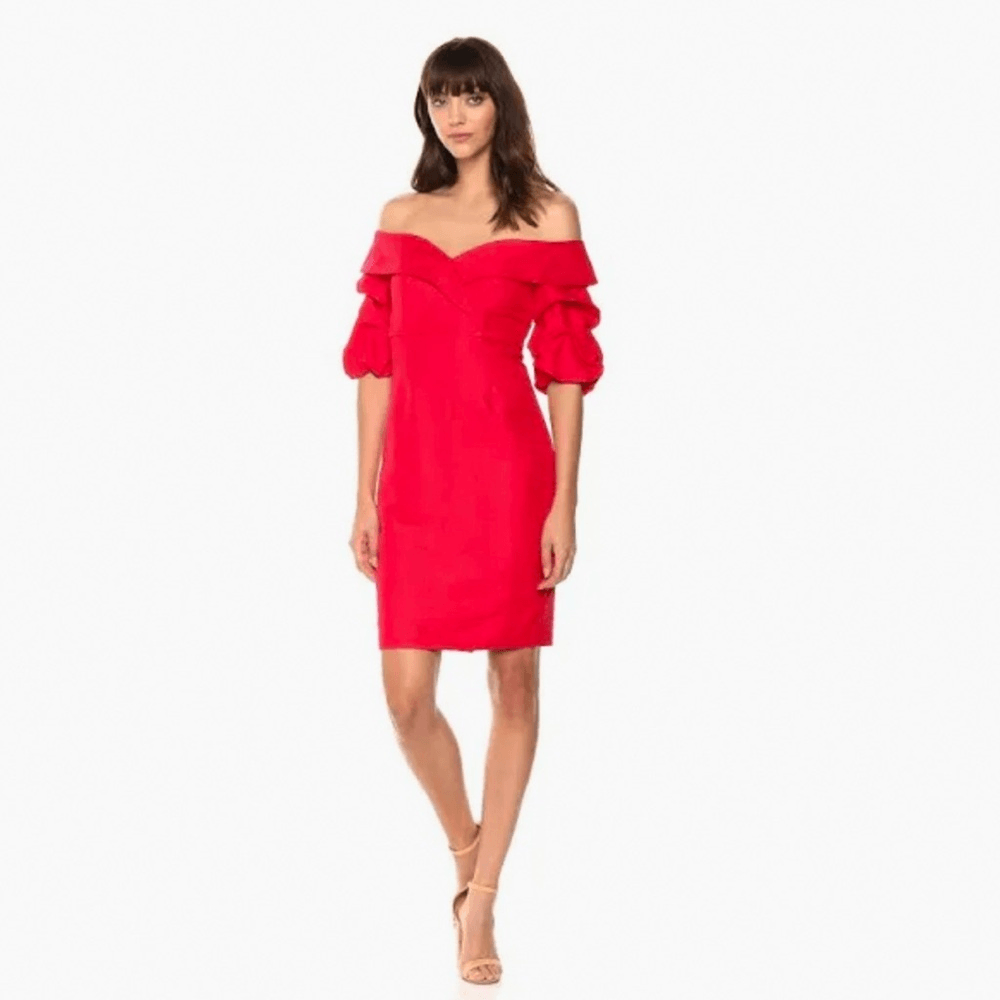 Bardot Devlin Twist Mini Dress in Lipstick Red Size 10 / L Off The Shoulder