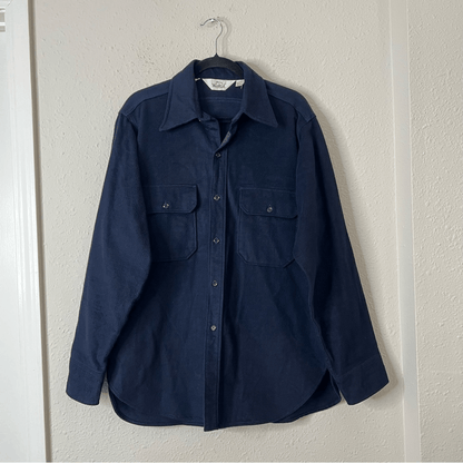 Woolrich Vintage Navy Blue Button Down Shirt Shacket Size Large
