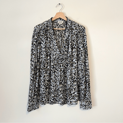 Zadig & Voltaire Tink Leo Crinkle Lace Collar Blouse Size Medium Long Sleeve