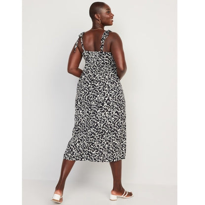 Old Navy Tie-Shoulder Floral-Print Split-Front Midi Swing Dress NEW Size XXL